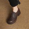 Krazing Pot Sheepskin Autumn Winter Shoes Chunky Heels Size 43 Size 42 Round Toe Lace Up Deep Mouth Pumps