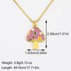 Nidin Cute Enamel Mushroom Pendant Necklace For Women Girls Colorful Zircon Dainty Chain Choker Aesthetic Trendy Jewelry Gifts