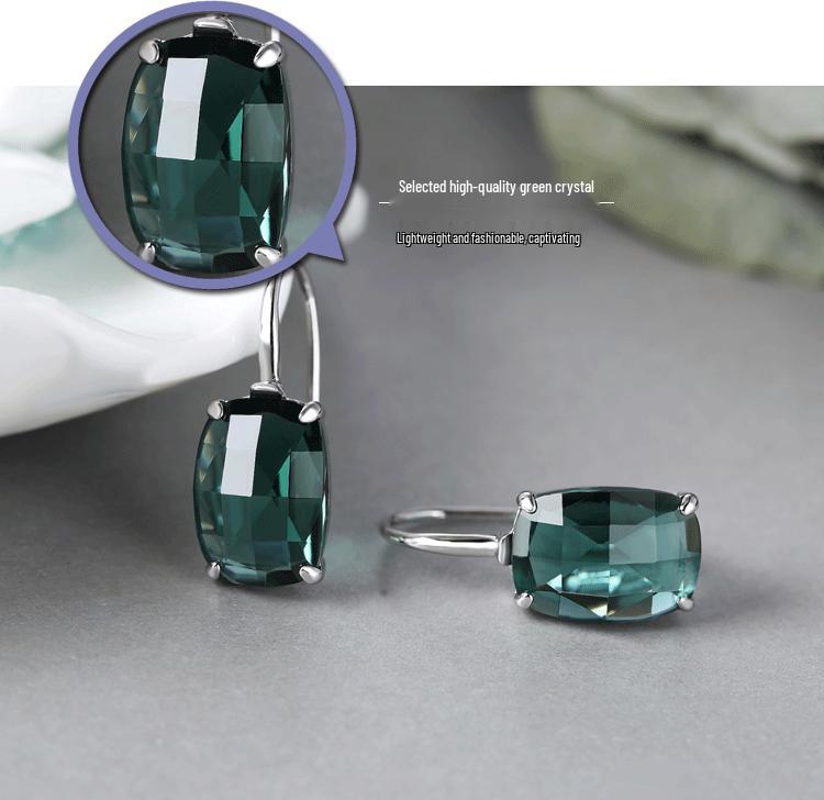 2022 S925 Silber Grüne Kristall Tropfenohrringe - Elegantes Langes Design für Frauen