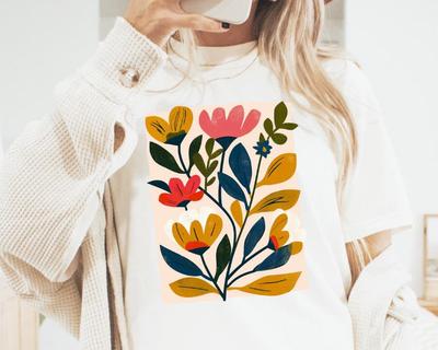 Comfort Colors Retro Floral T-Shirt, Boho Hippie Style