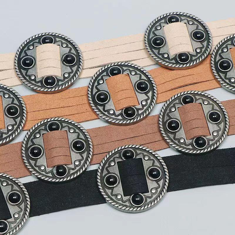 New Western-style Beaded Vintage Accessory Belt, Round Bohemian-style Suede Fashionable Women's Waistband
