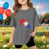 Kinder Kurzarm-T-Shirt mit Sternenprint Unabhängigkeitstag Oberteil Lässiges Rundhals-T-Shirt für Jungen und Mädchen Sommerkleidung