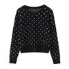 European and American style, new women's clothing, classic, foreign style, versatile, fashionable, polka dot cardigan sweater