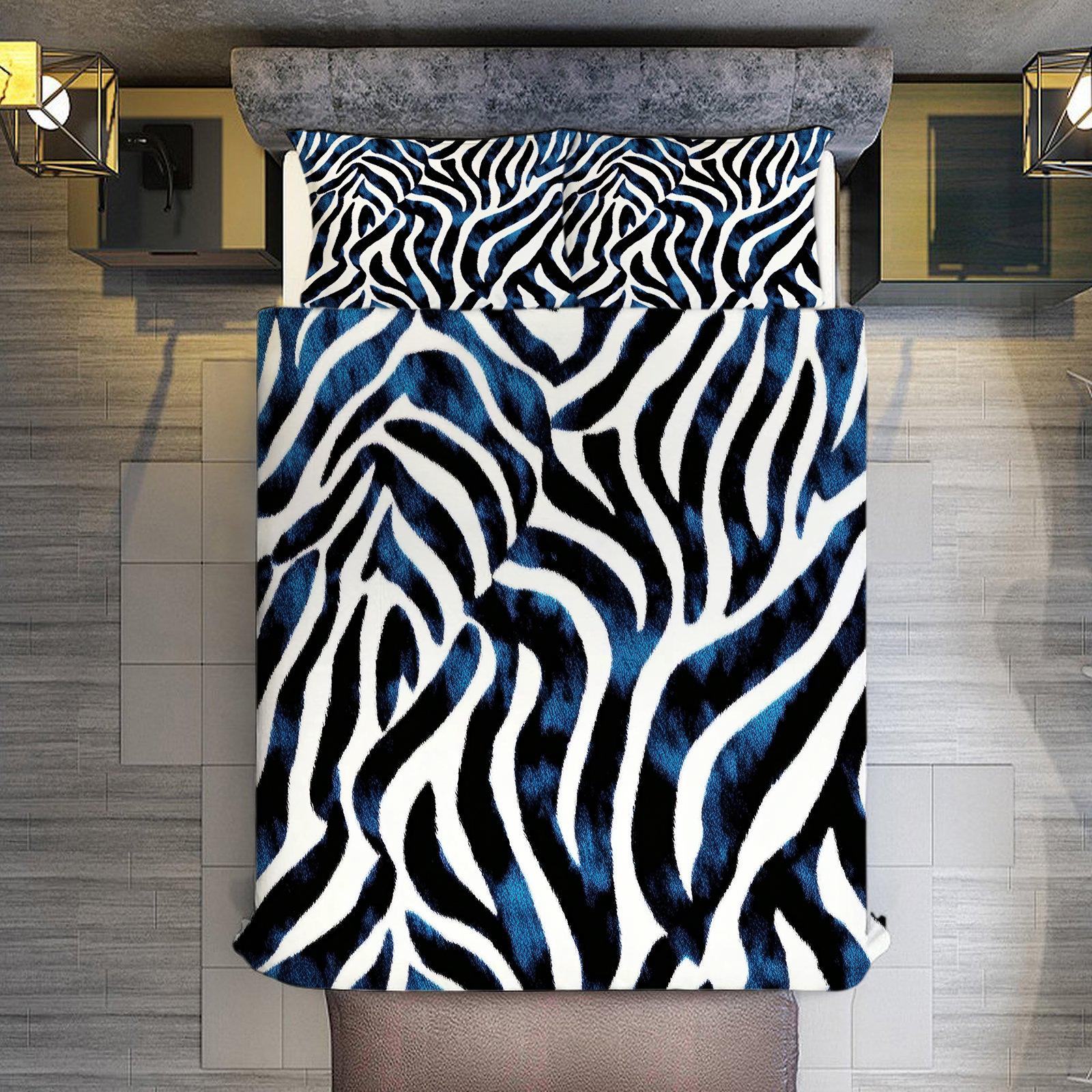 

Blue Zebra Pattern Bed Three-Piece Set Quilt Cover Pillowcase Digital Printing Home Textile Polyester 70 * 133cm (and 75cm * 50cm)