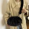 Large Capacity Cloud Plush Crossbody Bag Lightweight Mink Fur Wrinkle Handbag  Daily