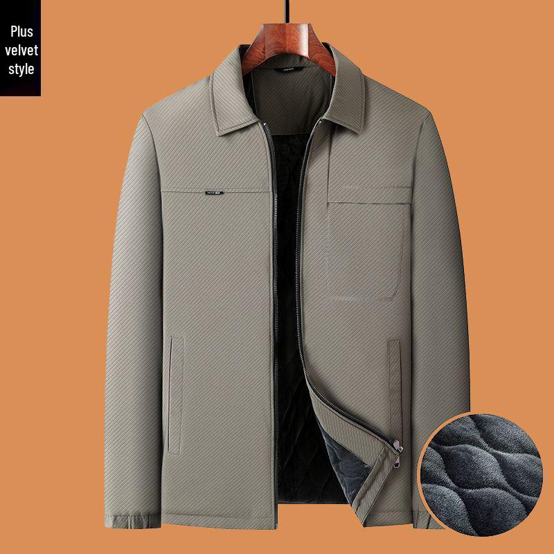 Men's Mid-aged Fleece-lined Winter Jacket: Warm, Thick, and Perfect for Autumn and Winter.