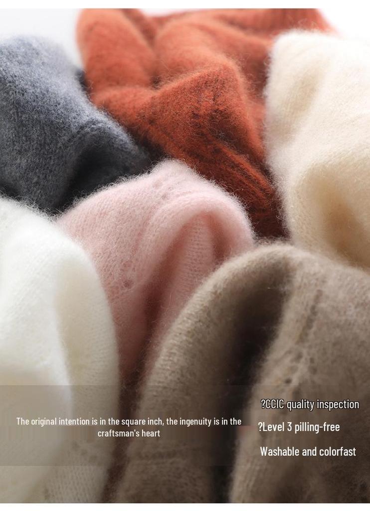 100% Pure Cashmere Women's Hollow Knit Neck Gaiter Scarf - Warm, Cold Protection, Korean Style