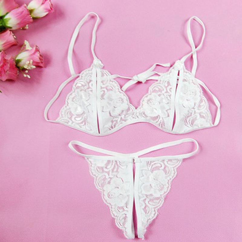 Women Lace Bra Set Sexy Lingerie Set Strappy Wire Free Underwear Bralette Suit