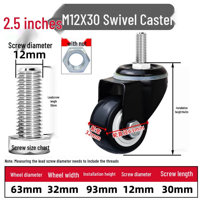 Silent Swivel Casters with Inch Threaded Rod & Double Bearings