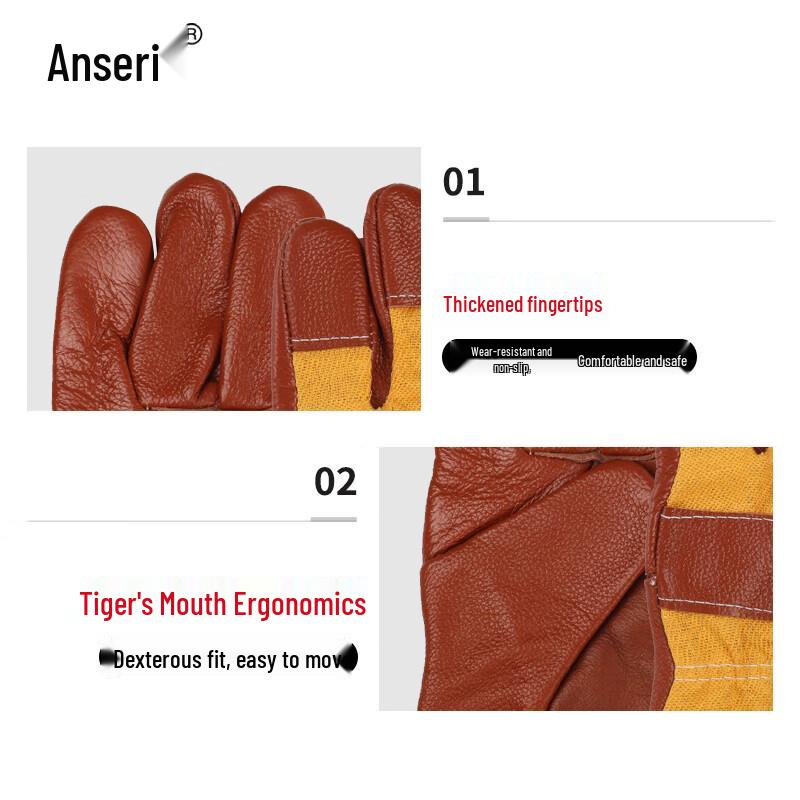 Anserui Short Cowhide Welding Protective Gloves
