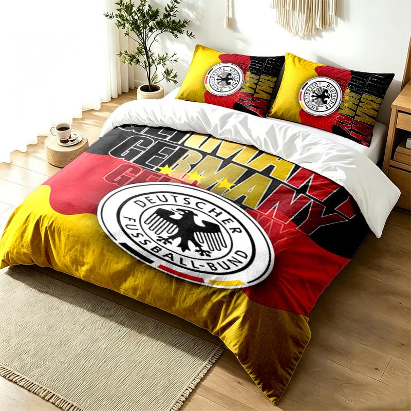 Germany national football team 3pc Duvet Cover Set Simple Modern Bedding Set Wrinkle Resistant Soft Fabric All Season Use a perfect gift