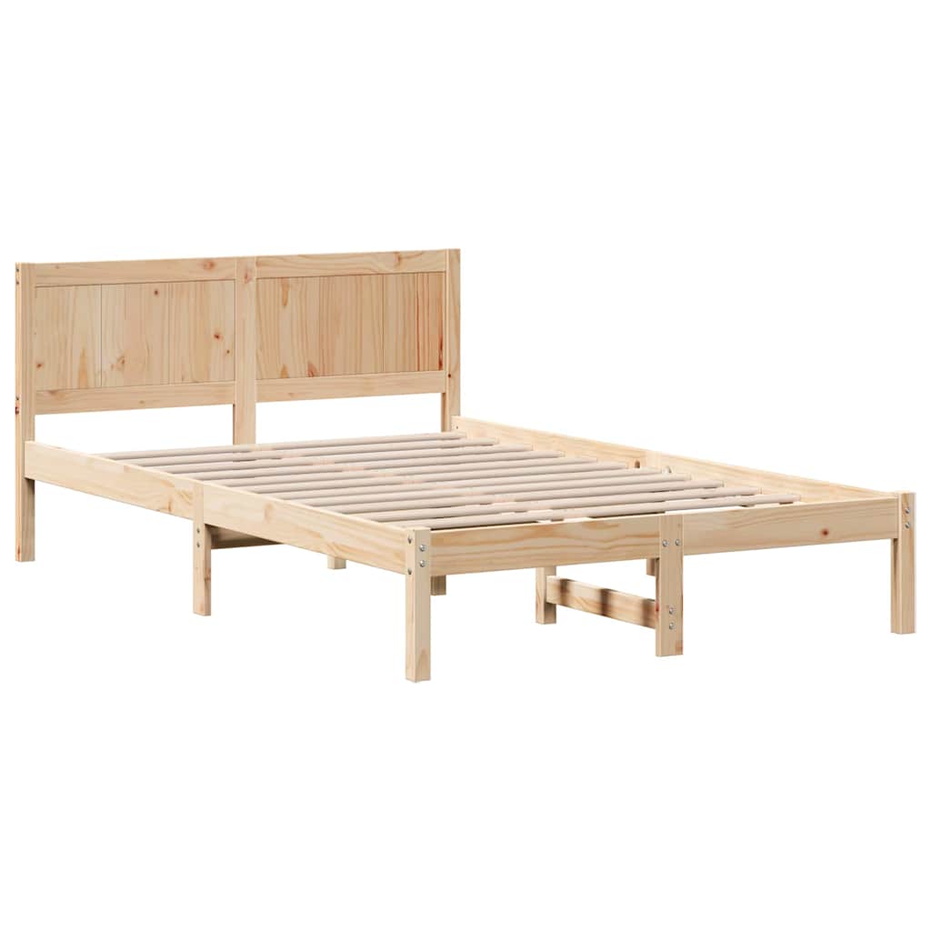 Brown Bed Frame 120 X 200 Cm Solid Pine Wood
