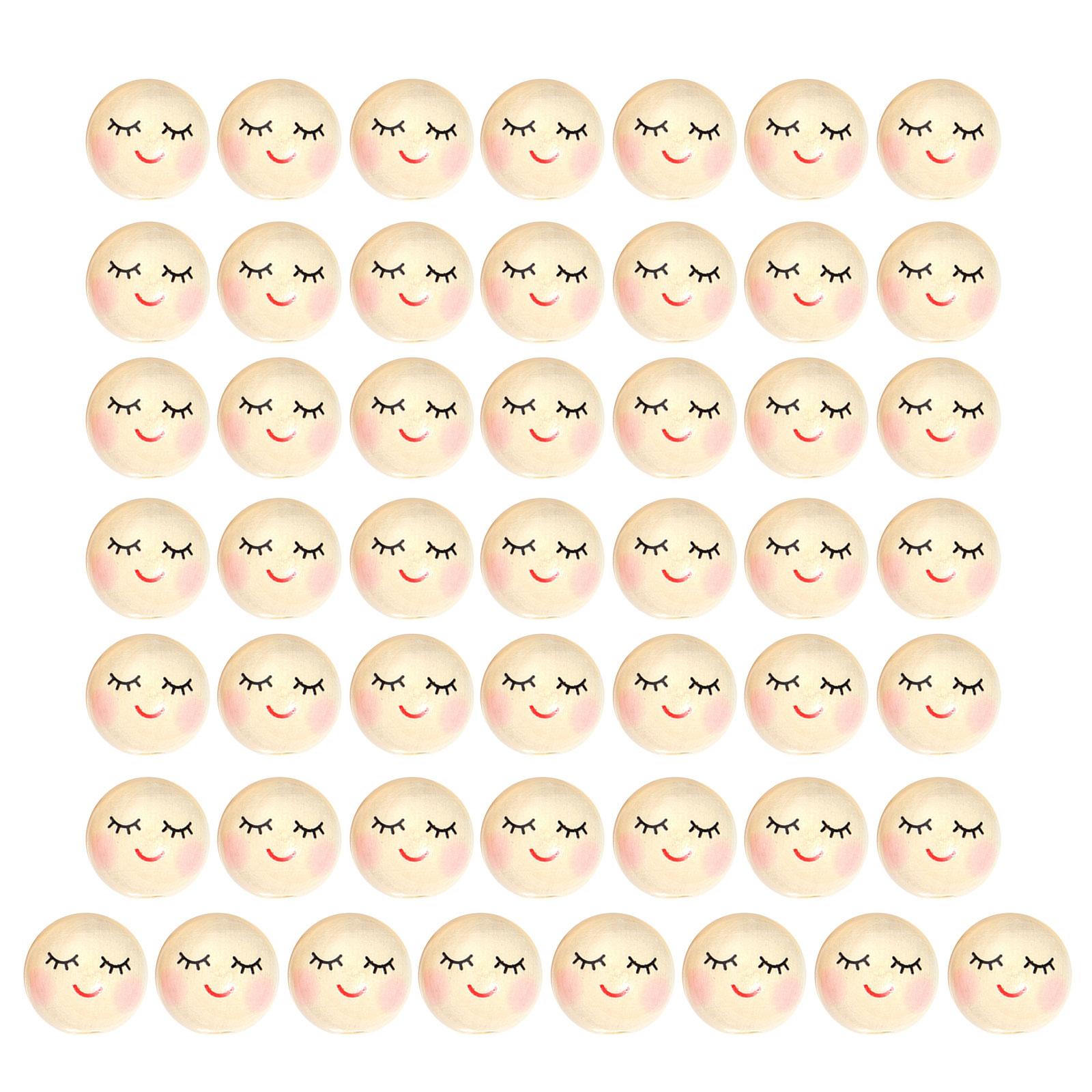 

Assorted Natural Wood Beads Smiling Face Doll Head Loose Beads Charm Spacers for DIY Jewelry Making Handmade Accessories 4