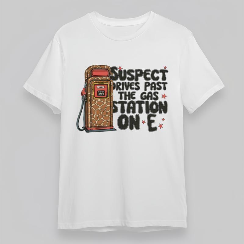 Women's Plus Size Comfortable Classic T-Shirt Giraffe Print Gas Pump Graphic Tee