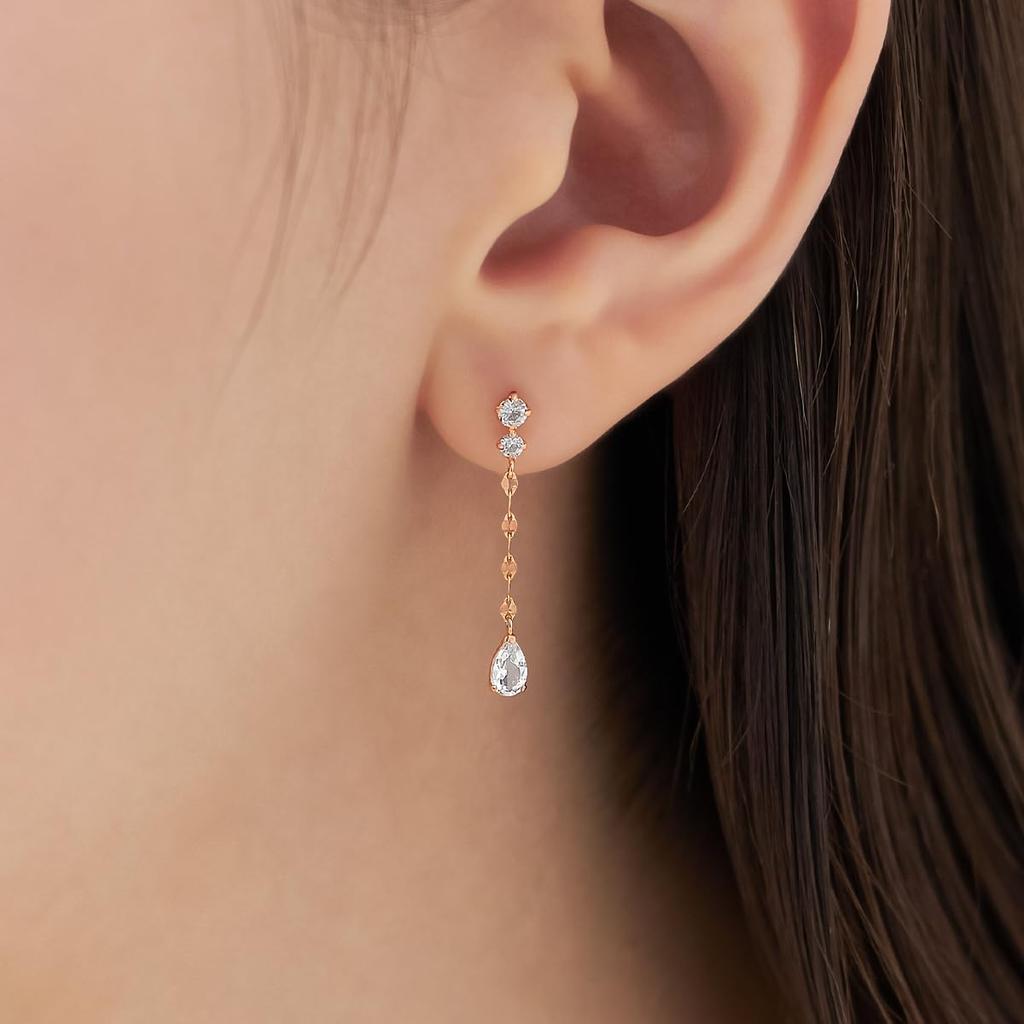 Official 10K Pink Gold Birthday Gift for Includes Jewelry 112546153104 4℃ Earrings, Women, Case,