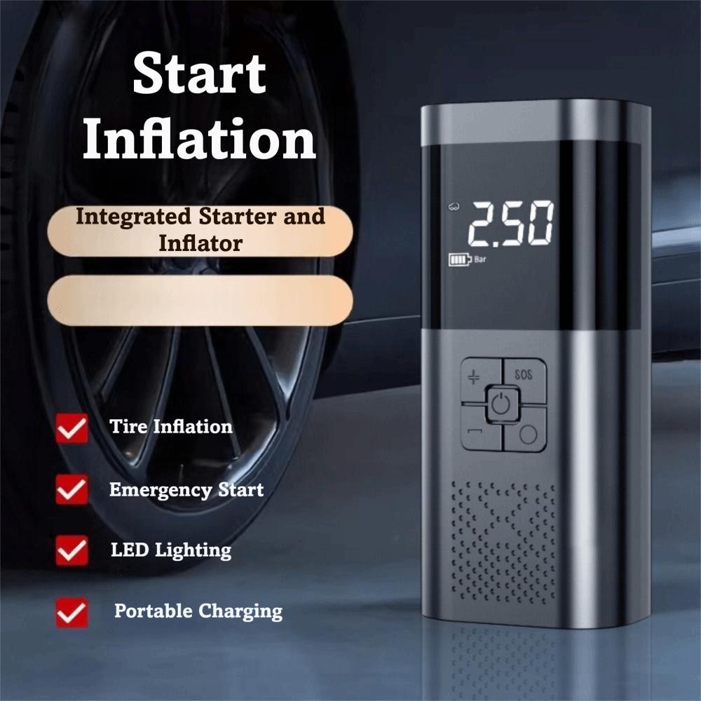 Pressure Gauge Tire Inflator Digital Display Portable Air Compressor  Quick Inflation