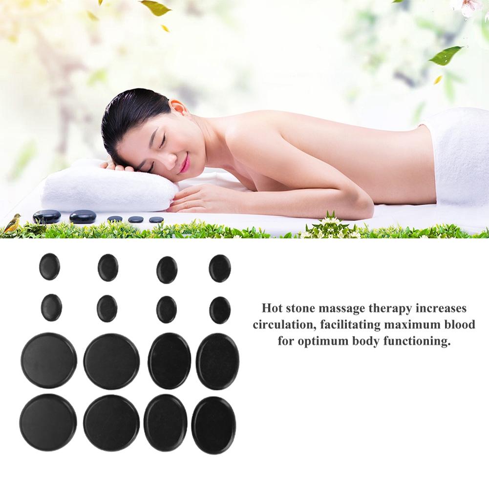16Pcs/Box Hot Spa Black Basalt Circle Oval Shape Stone Essential Oil Volcanic Massage