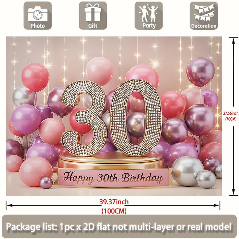 2D Plane 30th Birthday Number 30 Balloon Background Cloth Party Decoration Room Decoration Polyester Fiber