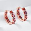 Full Red Natural Zircon Hoop Earrings For Women Trendy  Rose Gold Color Vintage Bride Wedding Jewelry Best Gift