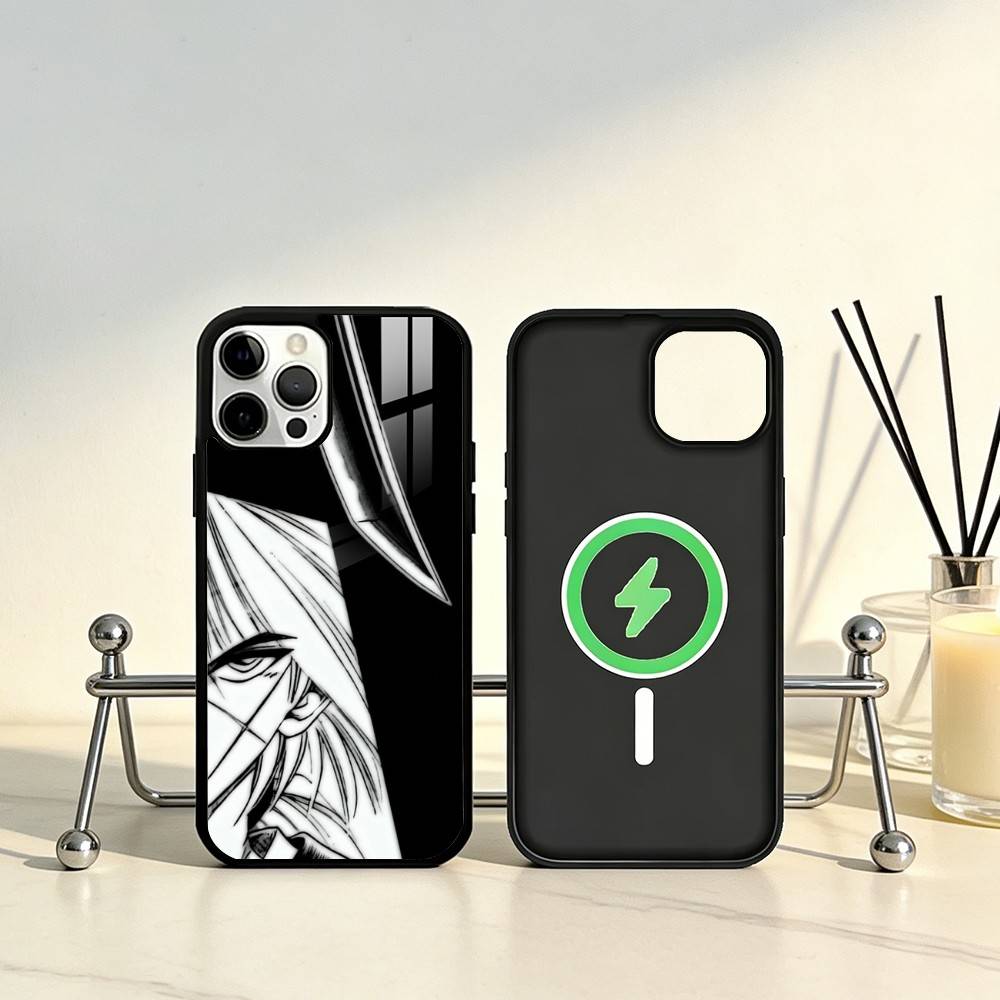 

Чехол для телефона Аниме R-Бродяга Кэнсин Для iPhone 17, 16, 15, 14, 13, 12, 11 Plus, Pro Max Магнитный Для Magsafe Беспроводной Зарядки iPhone17Pro