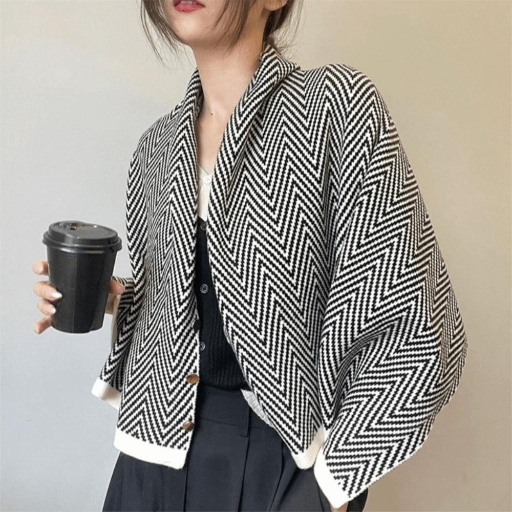 with Button Imitate Cashmere Scarf Striped Long Shawl Retro Winter Cashmere Scarves  Girl