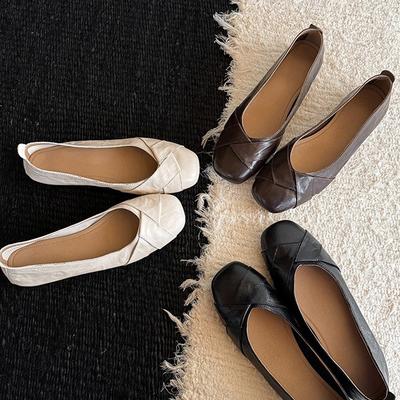 Opera Girl~! French Temperament Flat-bottomed Ballet Shoes Women's Comfortable Round Head Soft Leather Light Mouth Commuting Shoes