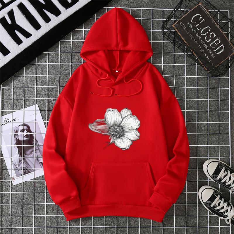 Simple Beautiful Sunflower Printed Women Hoodies Harajuku Fleece Hoody Fashion Loose Sportswear Pocket Autumn Woman Clothes