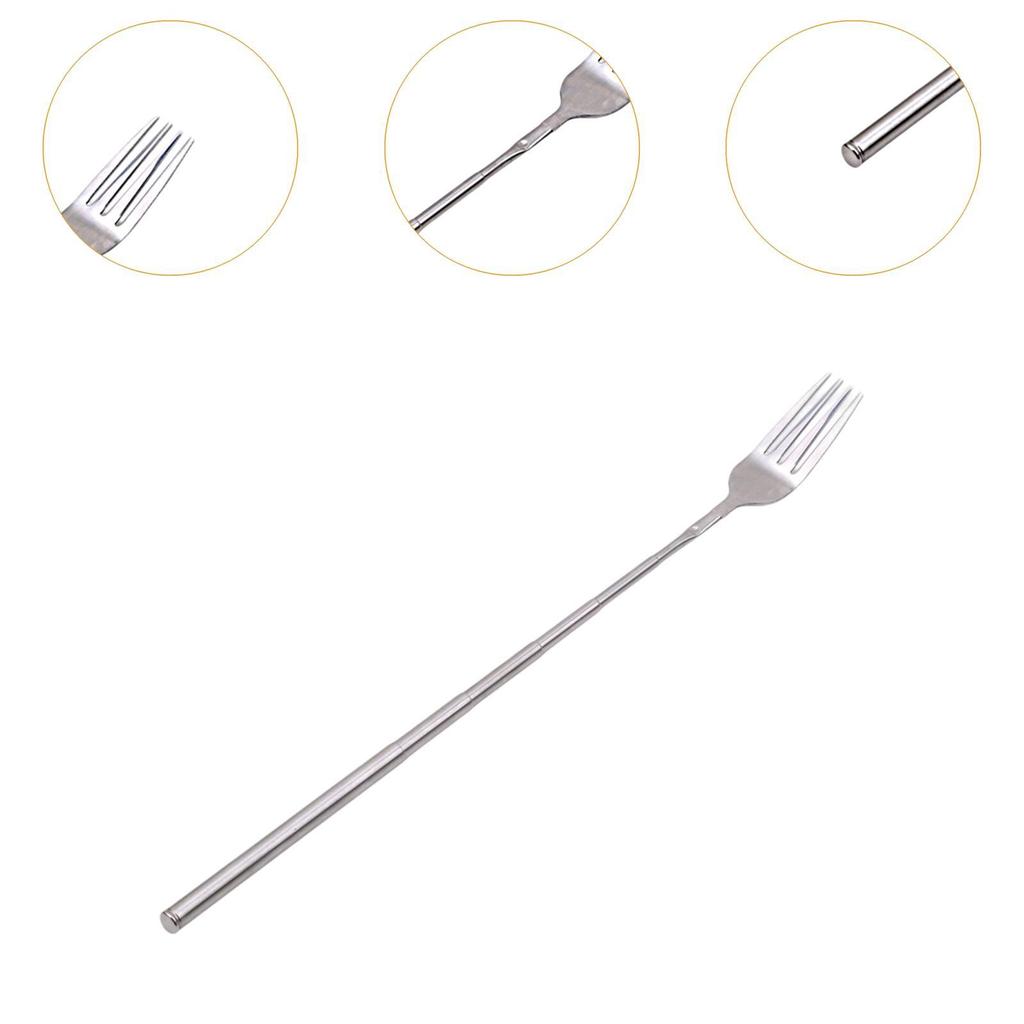 Extendable Fork Flatware Outdoor Tableware 21 to 64cm Kitchen Travel Utensils for Home Barbecue