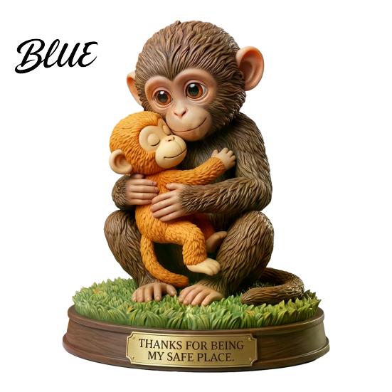 Niedliche Affen-Sammlerfigur Kleiner Affe hält Stofftier Dekorative Statue Schreibtischornament für Wohnzimmer Schlafzimmer Büro Tischdekoration