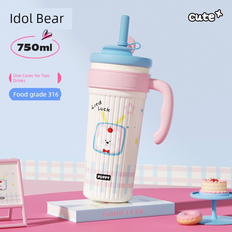 Large-Capacity Thermos Cup for Women, Good-Looking Ice Cup, Portable Car Coffee Cup, Outdoor Sports Water Bottle, Tea Cup