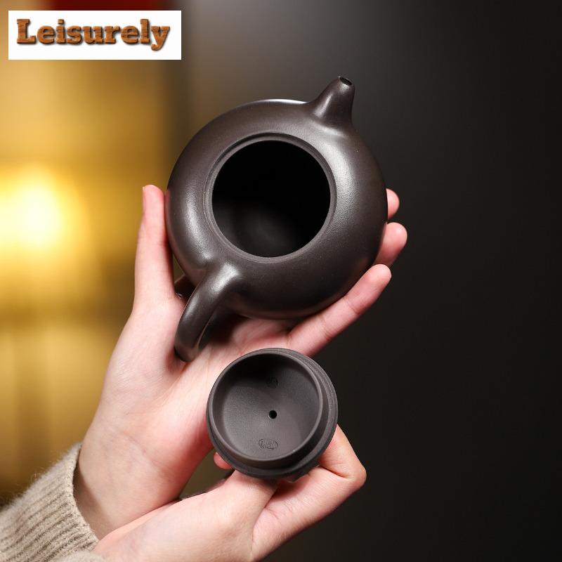 250ml Traditional Yixing Purple Clay Teapots Handmade A Stroke Of Luck Pot Raw Ore Stone Yellow Mud Kettle Zisha Teaset Tea Gift