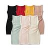 Womens Slim Fit Pleated Sleeveless Dress Bodycon Midi Length Casual Elegant Style