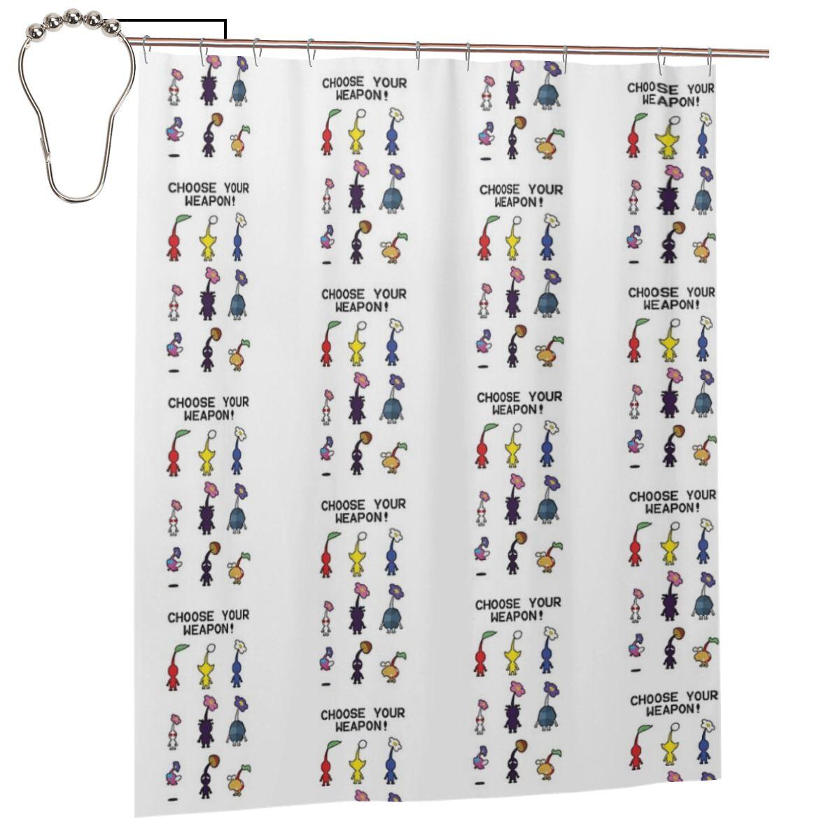 

Pikmin Shower Curtain Bathroom Polyester Waterproof Bath Curtains With Hooks W60H190(CM)-1 Pcs