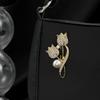 Elegant Inlaid Diamond Tulip Pearl Brooch for Women - Luxurious Suit and Coat Accessory