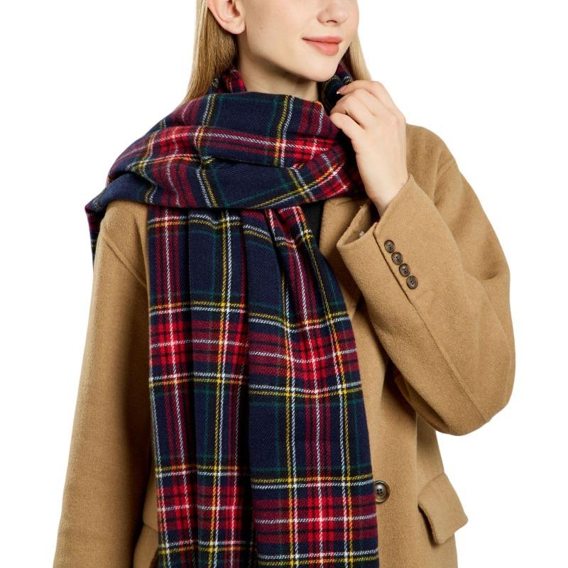 Direct sale England plaid fringed scarf women's imitation cashmere warm autumn and winter high-end sense versatile fashion scarf