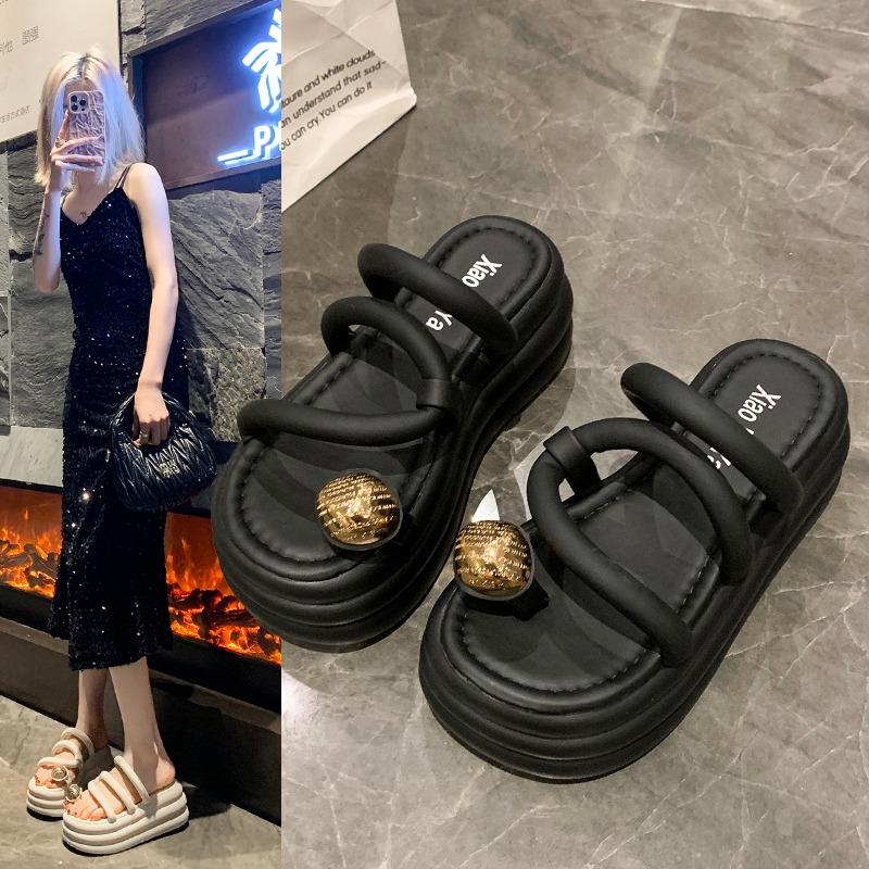 Fashion Outdoors Women Clip Toe Chunky Platform Sandals High Heels Gladiator Slippers Woman Trendy Summer Beach Leisure Flip Flops 7CM