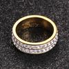 Simple Two-Row 6MM Ceramic Inlaid Diamond Titanium Steel Ring for Women, Stainless Steel, Versatile