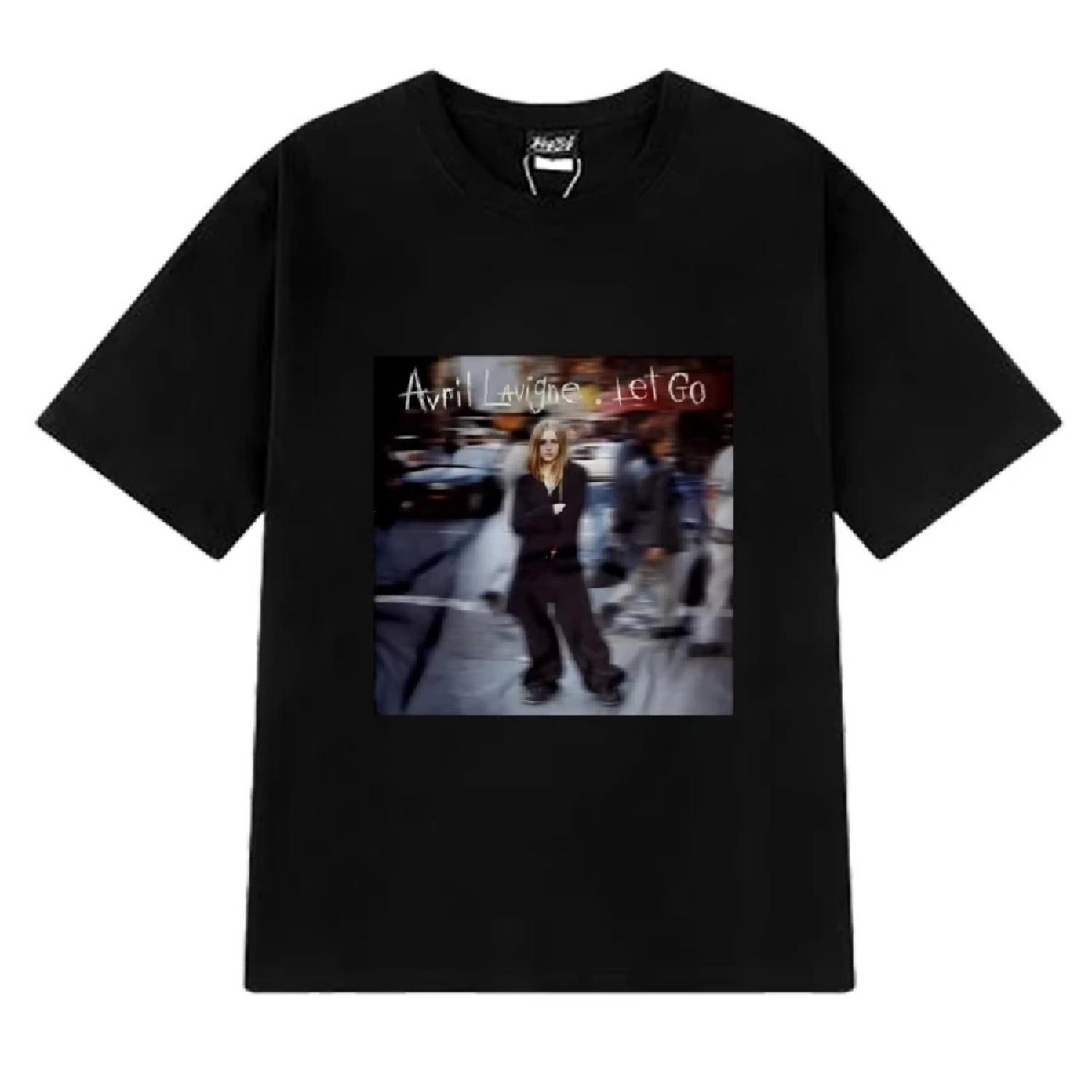 

Avril Lavigne Let Go Album Cover Graphic T Shirt Men Women Vintage Oversized Short Sleeve T-shirts Unisex Black 100_ Cotton Tops XXXXXL