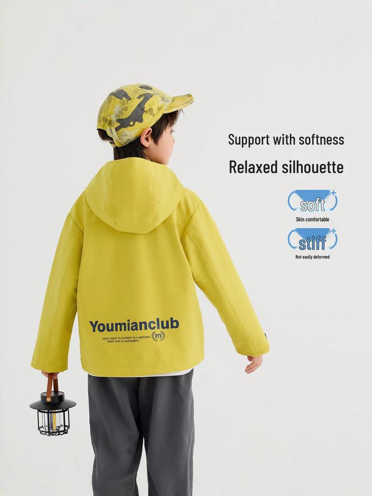 2026 Autumn Stylish Boys' Hooded Outdoor Sports Jacket - Trendy, Solid Color for Early Autumn