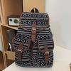 Fashion Ethnic Style Shoulders Backpack Adjustable Strap Large Capacity Kids Schoolbag Casual Plaid Travel Rucksack