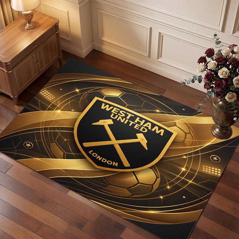 Tappeto in Velluto di Cristallo con Stampa del West Ham United Football, Comodo Assorbente d'Acqua Antiscivolo Tappeto per Pavimenti Interni