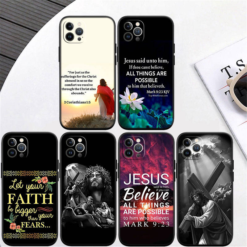 JO5 Verset biblic Isus Hristos Husă de telefon pentru Samsung A35 A25 A24 A15 A05S A05 M55 M35 M15 A06 A16 A02 A12 A13 A10 A20 A30 A22 A31 A32 A33 A41 A42 A50