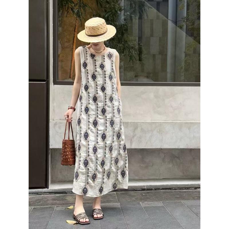 Cool-toned Lightly Luxurious Sophisticated Long Dress A Unique Exquisite and Stunning Printed Dress for Summer