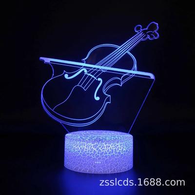 Akrylowa lampka stołowa 3D Dotykowa Zdalne sterowanie Gitara basowa Skrzypce Dekoracja pokoju domowego Lampka LED Kreatywne muzyczne lampki nocne Prezent