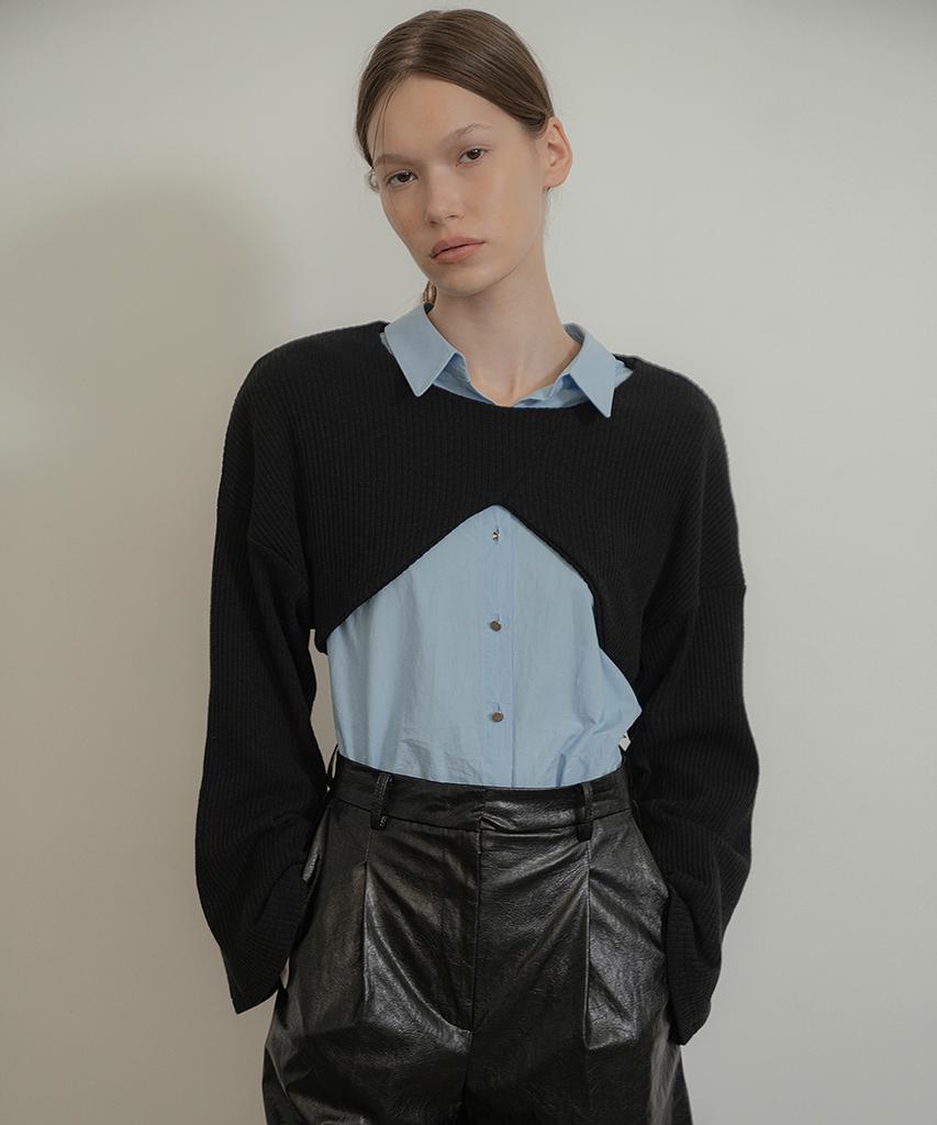Misyussomeochi Bolero Ribbed Knit_Black