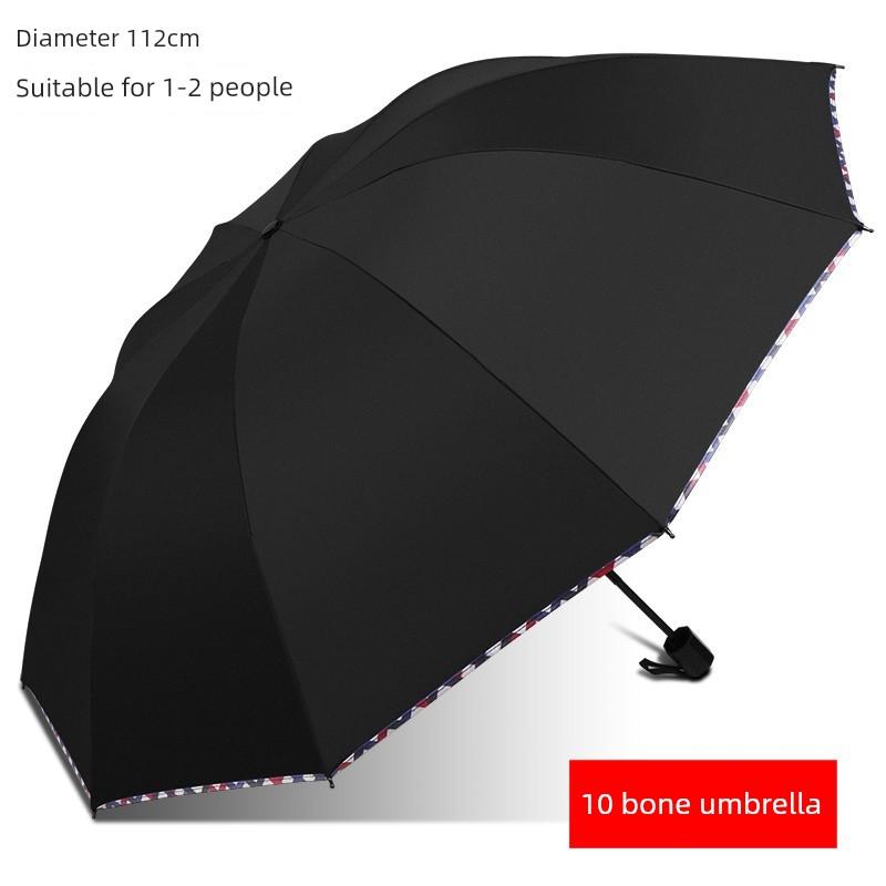 Large Umbrella for Men, Reinforced and Thickened, Sturdy and Wind-Resistant, Dual-Purpose for Sun and Rain, Manual Folding, Black Coating for Sun