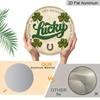 2D Flat - 1pc Round Sign, Vintage Aluminum Plaque with "Lucky Four Leaf Clover Horseshoe", "Lucky Charm Good Luck Blessing" Decorative Sign, Suitable