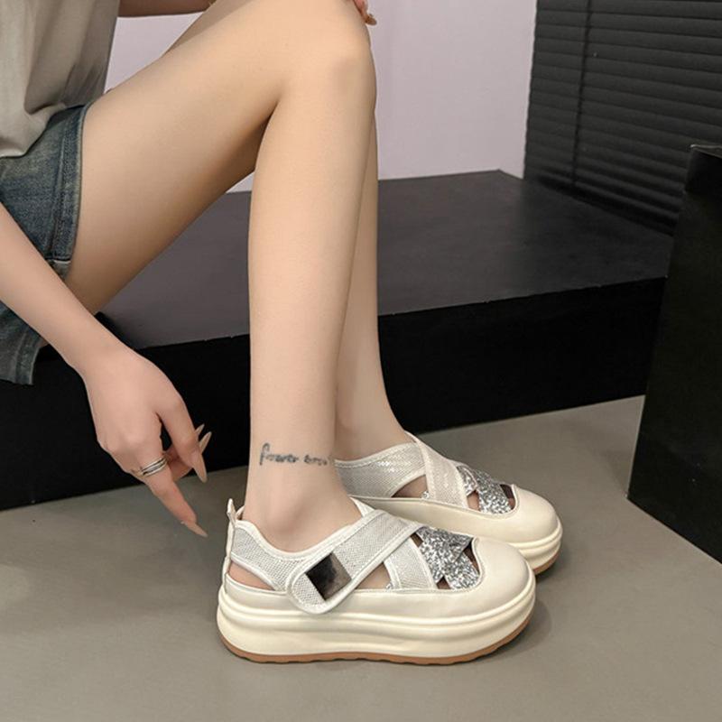 Hollow sports sandals women's summer new versatile platform student casual bag head sandals women