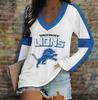 2024 Women's V-Neck NFL Team Long Sleeve T-Shirt with 3D Print Design