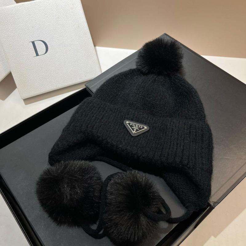 Zimní nový vlněný klobouk, dámská korejská verze sladkého klobouku s bambulí zakrývajícího uši, venkovní teplá pletená čepice ze směsi vlny